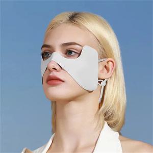 UPF 50+ 아이스 실크 쿨링 버터플라이 페이스 마스크 (귀걸이형, 눈가 보호, 통기성, 경량, 자외선 차단 기능)