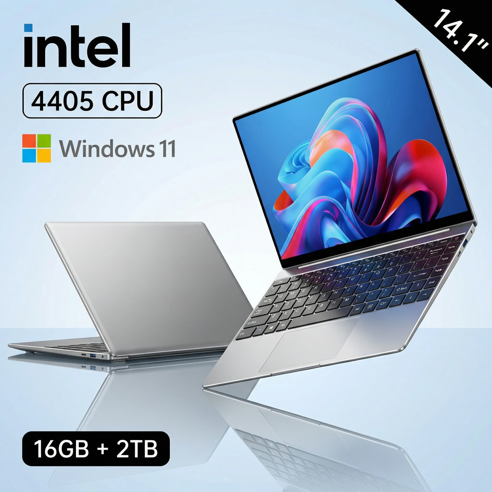 LENO 14.1인치 초슬림 노트북 윈도우11 인텔 4405U 16GB 2TB SSD 게이머 노트북 1920*1080 디스플레이 사무용 학습용 게임용 컴퓨터 PC