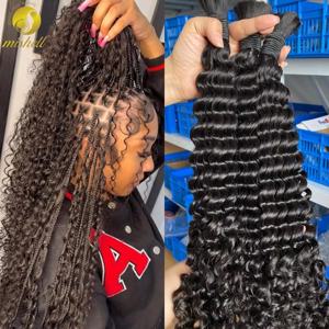 내추럴 휴먼 브레이딩 헤어 26 28인치 딥 워터 웨이브 벌크 인모 보헤미안 브레이드용 노 웨프트 16A 버진 곱슬머리 헤어 익스텐션