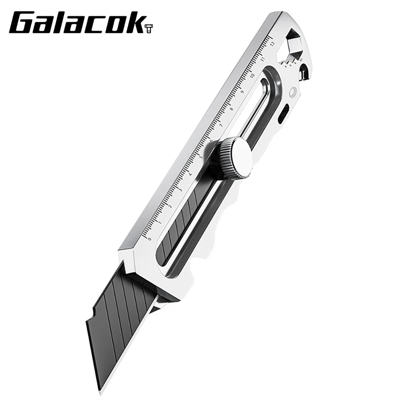스테인리스 스틸 유틸리티 나이프 6 in 1 다기능 오프너 리트랙터블 박스 커터 휴대용 사무실 가정용 택배 개봉용 나이프