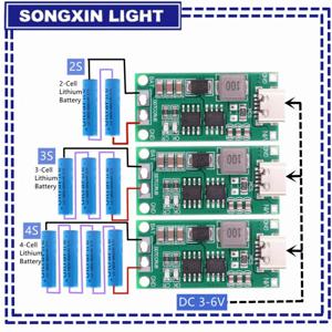 다중 셀 2S 3S 4S Type-C ~ 8.4V 12.6V 16.8V 스텝업 부스트 LiPo 폴리머 리튬 이온 충전기 7.4V 11.1V 14.8V 18650 리튬 배터리