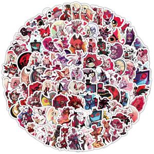 100pcs 새로운 일본 만화 Hazbin 호텔 장식 컴퓨터 수하물 스케이트 보드 노트북 스티커