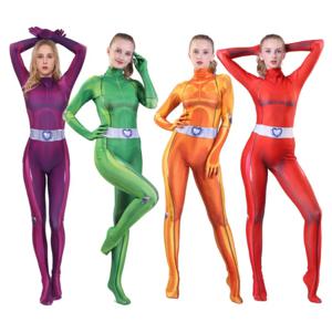 Totally Spies 여성용 코스프레 의상 성인용 3D 프린트 클로버 Ewing Zentai Bodysuit 할로윈 알렉산드라 코스프레 점프 슈트