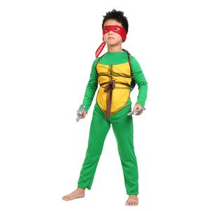 만화 할로윈 거북이 코스프레 닌자 녹색 점프슈트 의상 거북이 껍질 의상 소년 카니발 파티