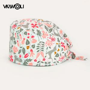 재사용 가능한 코튼 프린트 수술 캡, 소아과 클리닉, 치과 의사 및 간호사