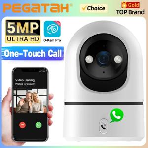 PEGATAH 5MP 원터치 통화 실내 베이비 모니터 WiFi PTZ 카메라 자동 추적 컬러 야간 투시경 IP CCTV 감시 카메라