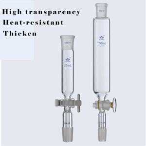 실험실 원통형 드롭 깔때기 PTFE 피스톤이 있는 유리 원통형 피드 깔때기 19 # 24 #   반투명 표준 조인트