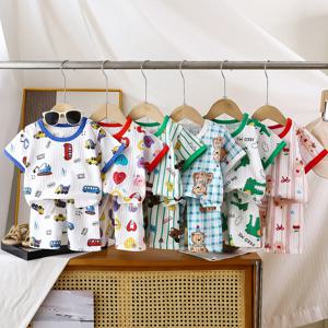 2PCS 어린이 의류 세트 어린이 티셔츠 정장 여름 코튼 새 여자 반바지 옷 아기 소년 짧은 소매 아이 옷