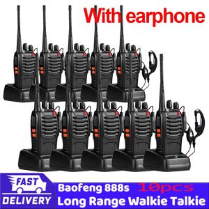 도매 10pcs Baofeng BF-888S 워키 토키 이어폰 UHF 400-470MHz 양방향 라디오 하이킹 운전 투어 몰 병원