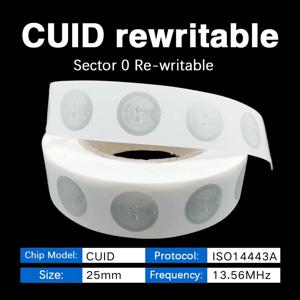 13.56mhz CUID 변경 가능 S50 1K RFID 스티커 습식 인레이 NFC 태그 섹터 0 블록 0 UID 재기록 가능 근접 카드 복사 배지 복제