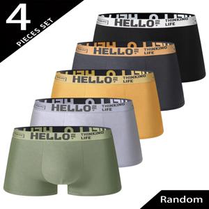    4 개/대 무작위 남성 속옷 패션 유행 편안한 부드러운 남성 복서 팬티 슬림 루즈 피트 Athleisure 남성 바지