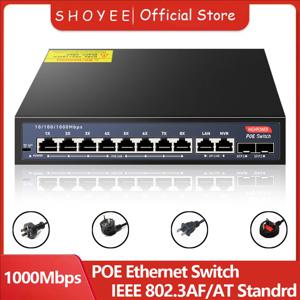 12포트 기가비트 POE RJ45 이더넷 스위치 52V SFP(802.3af/at 업링크 비관리형 플러그 앤 플레이, IP 카메라/NVR용)