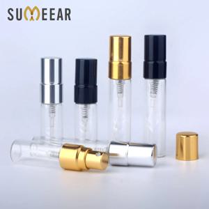 100 개/몫 3ml 5ml 샘플 스프레이 병 휴대용 Transparet 유리 향수 병 분무기 컨테이너 여행 향수 여성 향수