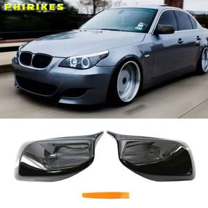 BMW 5 시리즈 E60 E61 E63 E64 2004-2008 520i 525i 528i 528xi 530i 용 카본 파이버 룩 블랙 사이드 미러 커버 캡