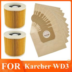 카처 WD3 MV3 WD3 프리미엄 습식 및 건식 진공 청소기 SE4001 MV1 WD3200 WD3300 A2204 A2656 교체용 먼지 봉투 필터 호환