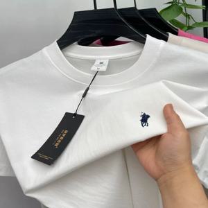 100% 순면 반팔 라운드 남성 티셔츠 인기 명품 브랜드 여름 신상 트렌드 정교한 폴 조랑말 자수 통기 상의