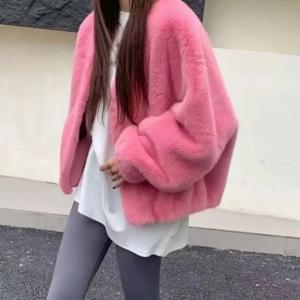 여성 모델 요정 겨울 가을 인조 모피 v 넥 시니어 심플 루즈 레저 편안한 브랜드 뉴 요소 하라주쿠 다용도