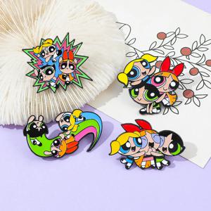 4개 세트 재미있는 애니메이션 브로치 꽃방울 창의적인 에나멜 핀 백팩 의류 금속 배지 액세서리 선물