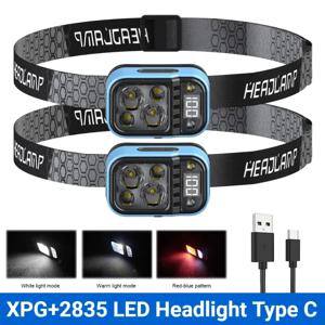 LED 헤드램프 손전등 모션 센서 타입-C 충전식 작업등 헤드 램프 하이킹 러닝 수리용 슈퍼 브라이트 토치