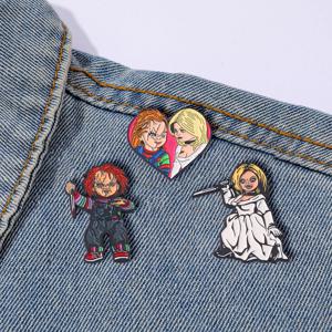 3개/세트 공포 영화 만화 캐릭터 에나멜 브로치 재미있는 금속 배지 라펠 핀 코스프레 액세서리 친구 선물