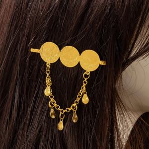 1개 롱 체인 코인 헤어 클립 우아한 헤어 장식 여성용 헤어핀 헤어 액세서리 민족 스타일 인도 터키 웨딩 장식품