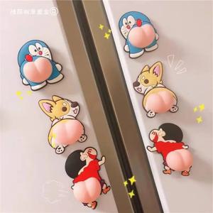 6개입 창의적인 만화 자동차 스티커 3D 실리카 젤 전화 장식 벽 데칼 냉장고 데칼 충돌 방지 스티커