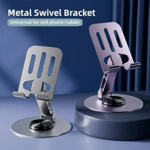 360도 회전 메탈 폰 홀더 휴대폰 거치대 데스크탑 라이브 더블 샤프트 디자인 안정적인 휴대용 접이식 스탠드 아이패드용