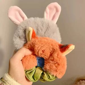 주토피아 헤드로프 플러시 고무 밴드 헤어 엘라스틱 헤어 타이 귀여운 주디 닉 애니메이션 주변 헤어 액세서리 플러시 헤어 후프 선물