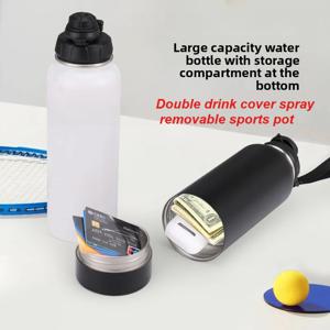 이중 뚜껑 분체 도장 휴대용 스테인리스 보온컵, 스포츠용 보관 용기, 돈 숨기기용, 안전 보관