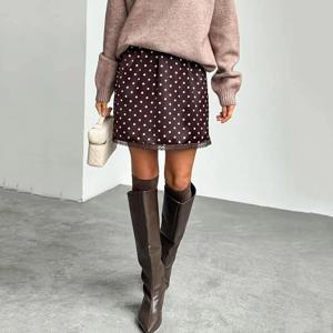 리나드 스트리트 시크 폴카 도트 레이스 스커트 봄 빈티지 새틴 미니 스커트 2026 패션 하이웨이스트 A라인 숏 스커트 여성용