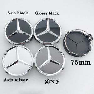 4개-AAA-75mm 광택 블랙 자동차 휠 센터 로고 허브 캡 메르세데스 벤츠 AMG W211 W205 W213 W203 C218 A207 CLA CLS E 클래스용