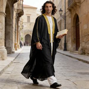 사우디 아라비아 남성용 로브 주바 토브 무슬림 의상 이드 젤라바 라마단 아바야 기모노 터키 두바이 카프탄 이슬람 기도복 카프탄 디쉬다샤