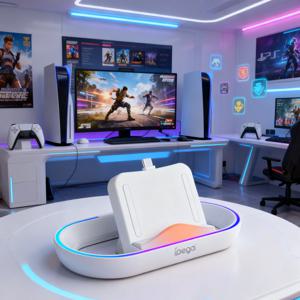 IPEGA 충전 도크 P5P02 (PS5 포털용), 14가지 RGB 조명 모드, 미끄럼 방지 베이스가 있는 PS5 포털용 스탠드 충전기, 홀딩 베이스