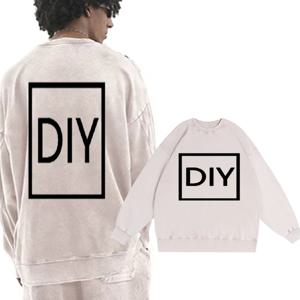 남성 맞춤형 로고 코튼 워싱 라운드넥 350G 스포츠웨어 세트 - 루즈핏, 레트로 힙합, 특대 사이즈 스포츠웨어 세트