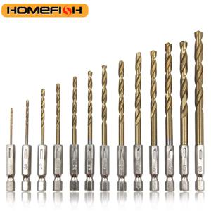 13Pcs 육각 섕크 티타늄 도금 트위스트 드릴 비트 세트 1.5-6.5mm 전기 드릴 드라이버 에어 스크루드라이버 드릴링 도구 액세서리