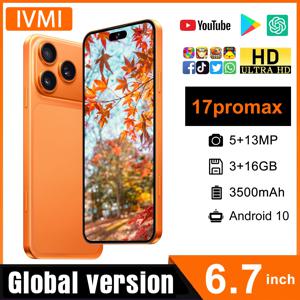 IVMI 17Pro Max 스마트폰 안드로이드 10.0 듀얼 SIM 6.7인치 디스플레이 3GB 램 16GB 롬 4G 휴대폰 WIFI 플레이 스토어
