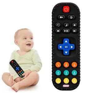 0-12개월 아기용 치발기 - 아기 TV 리모컨 모양 장난감 - 남아 및 여아에게 적합한 아기 치발기