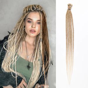 24인치 합성 Dreadlock 확장 5 가닥 히피 Dreads 옹브레 색상 0.6 cm 너비 Loc 확장 레게 스타일 크로셰 뜨개질 머리