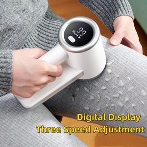 충전식 직물 의류 면도기 알약 린트 리무버 3 속도 2000mAh LED 디스플레이 스웨터 소파 침구 시트 용 퍼즈 리무버