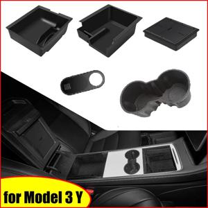 Tesla Model Y 2020-2024 모델 3 2019-2023 센터 콘솔 팔걸이 트레이 숨겨진 상자 웹캠 커버 용 보관함 자동차 액세서리