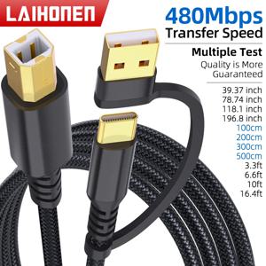 LAIHONEN 프린터 케이블 10 피트 프린터 USB 케이블 플러그 플레이 USB A USB C-USB B for Brother HP Lexmark Epson Dell Xerox