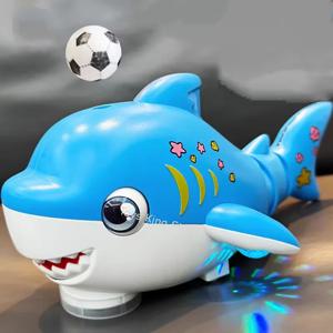 전기 스윙 상어 블로잉 볼 음악과 조명으로 자동 장애물 회피 유아 어린이 장난감 아기 교육 선물