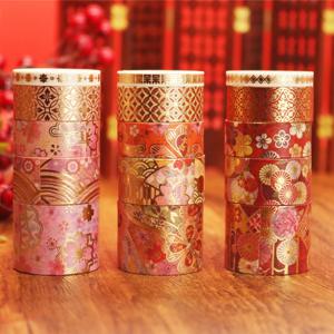 꽃무늬 포일 스탬핑 및 와시 테이프 세트 15롤 - DIY 선물, 스크랩북, 사진 프레임용 장식 마스킹 테이프