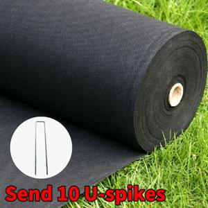 헤비 듀티 부직포 지오텍스타일 패브릭, U-스파이크 10개 포함, PP 소재, 진입로 패브릭, 정원 잡초 배리어, 조경
