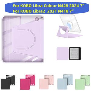 KOBO Libra Colour/Libra 2 N428 N418 7'' 전자책 케이스 360용 자석 분리형 °   회전 가능한 2-in-1 아크릴 PU 가죽 스탠드 커버