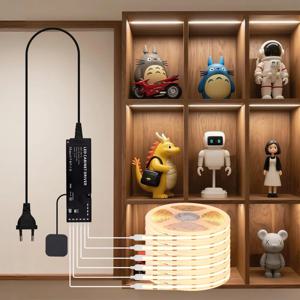 캐비닛 아래 COB LED 스트립 조명 컬렉션 디스플레이 옷장 책장 옷장 램프 테이프 침투성 목재 조광 가능 터치 센서