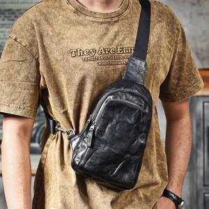 가죽 가슴 가방 캐주얼 남성용 숄더백 미니 폰 가방 태닝 소가죽 싱글 스트랩 크로스바디 스몰 백 가을 겨울