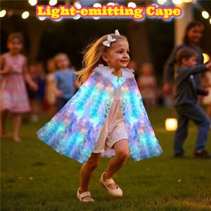 반짝이는 LED 조명 인어공주 의상 세트, 반짝이 스팽글 망토 액세서리, 파티 역할놀이, 축하, 생일 선물 아이디어