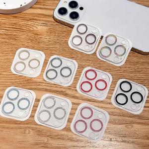 아이폰 15 16 17 프로 맥스 플러스용 메탈 다이아몬드 카메라 렌즈 보호 유리 아이폰 13 12 미니 카메라 필름용 렌즈 보호 링