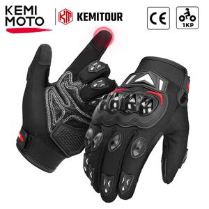 KEMITOUR 여름 오토바이 장갑 CE 터치 스크린 스포츠 모토 Luvas 보호 MTB Guantes 남성용 여성용 검정색 장갑